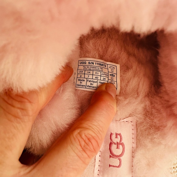 UGG Pink Suede Shearling Clog Slippers - Picture 6 of 7